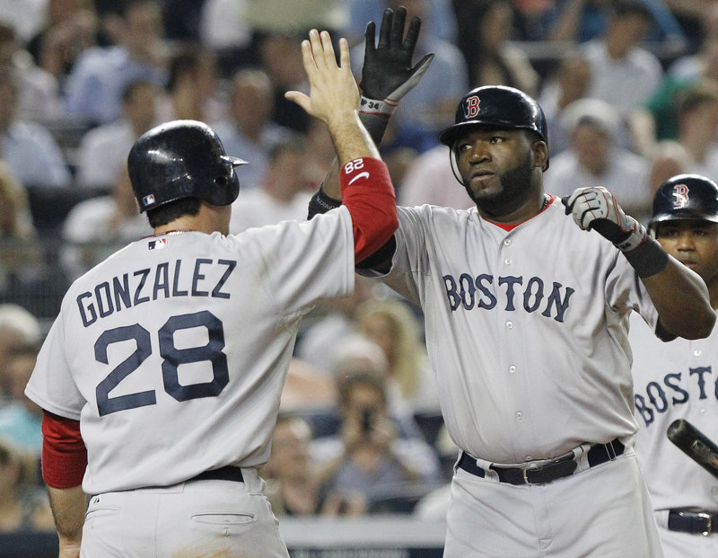 Adrian Gonzalez (RBI triple) and David Ortiz (two-run homer) helped Boston to 6-4 victory Tuesday for a sixth win in seven games against the Yanks so far this season.