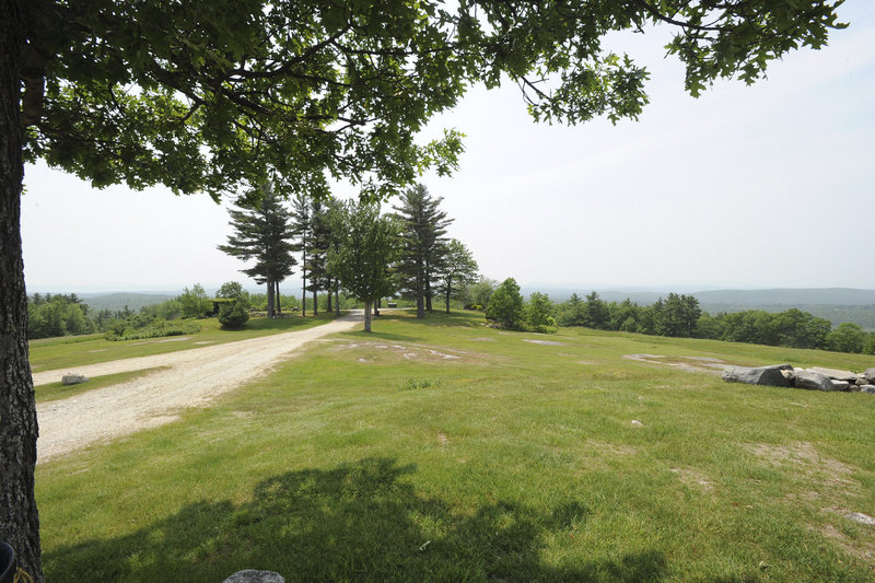 A 400-foot-long driveway leads to the top of Hacker’s Hill, on Quaker Ridge in Casco. Loon Echo Land Trust will take over 27 acres on the hill if it can raise enough money by next May to buy the land. The hill is open to cars five days a week.