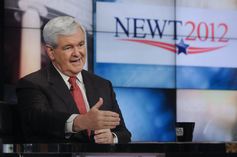 Former House Speaker Newt Gingrich is interviewed on NBC’s “Meet the Press” in Washington on May 15.