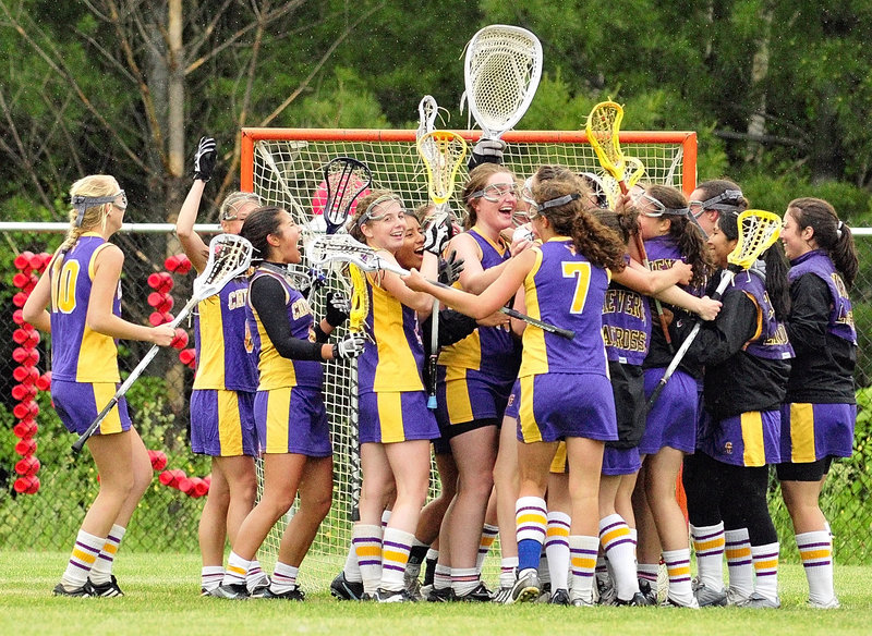 Celebration time came Saturday for the Cheverus girls' lacrosse team, which advanced to the Eastern Class A championship game with an 11-9 victory against Cony. The Stags will meet Brunswick in the final.