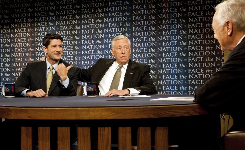 Rep. Paul Ryan, R-Wis., left, and House Democratic Whip Steny Hoyer called on Rep. Anthony Weiner, D-N.Y., to resign Sunday. “This is a ridiculous distraction,” Ryan said.