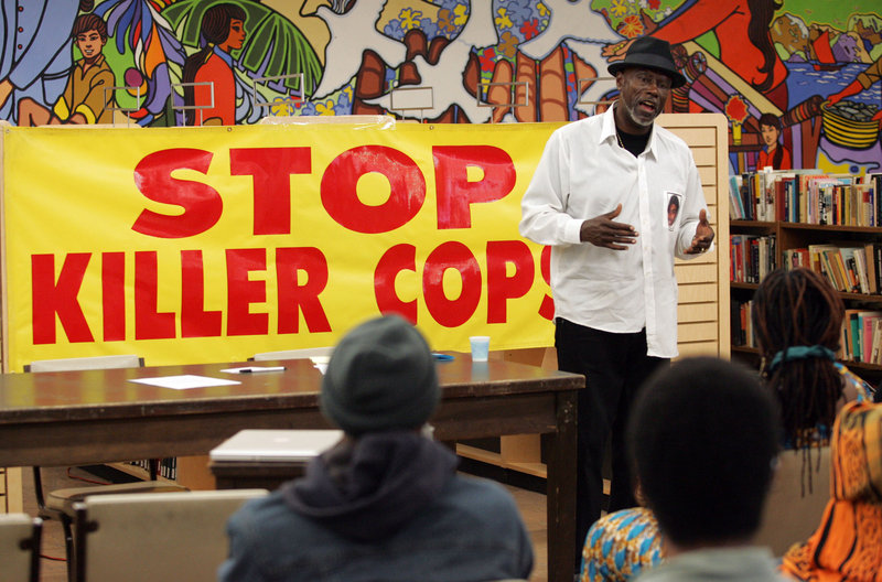 Cephus Johnson speaks at a meeting of the Los Angeles Coalition for Justice for Oscar Grant on Saturday.