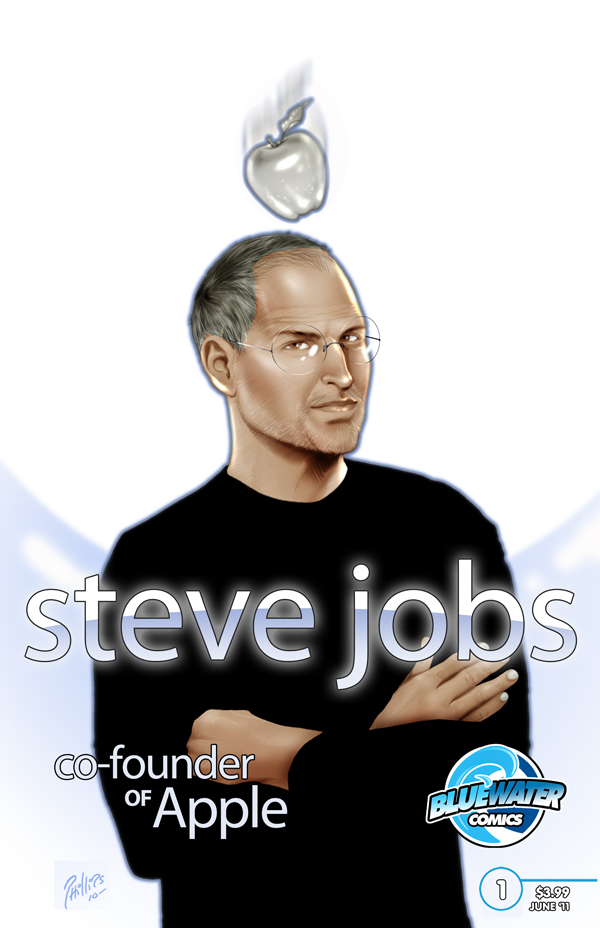 Apple co-founder Steve Jobs is pictured on the cover of the Bluewater Comics biography issue. The one-shot issue was created in part because of sales from its last profile subject, Facebook founder Mark Zuckerberg.