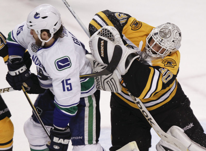 Bruins goalie Tim Thomas has been a standout throughout the finals against Vancouver, keeping pucks out of the net and Canucks out of the crease.
