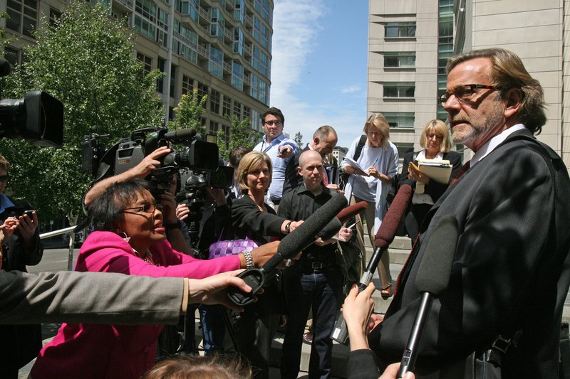 John Henry Browne addresses the media on the steps of the Federal Office Building in Seattle after his client Colton Harris-Moore, 20, pleaded guilty to seven charges.