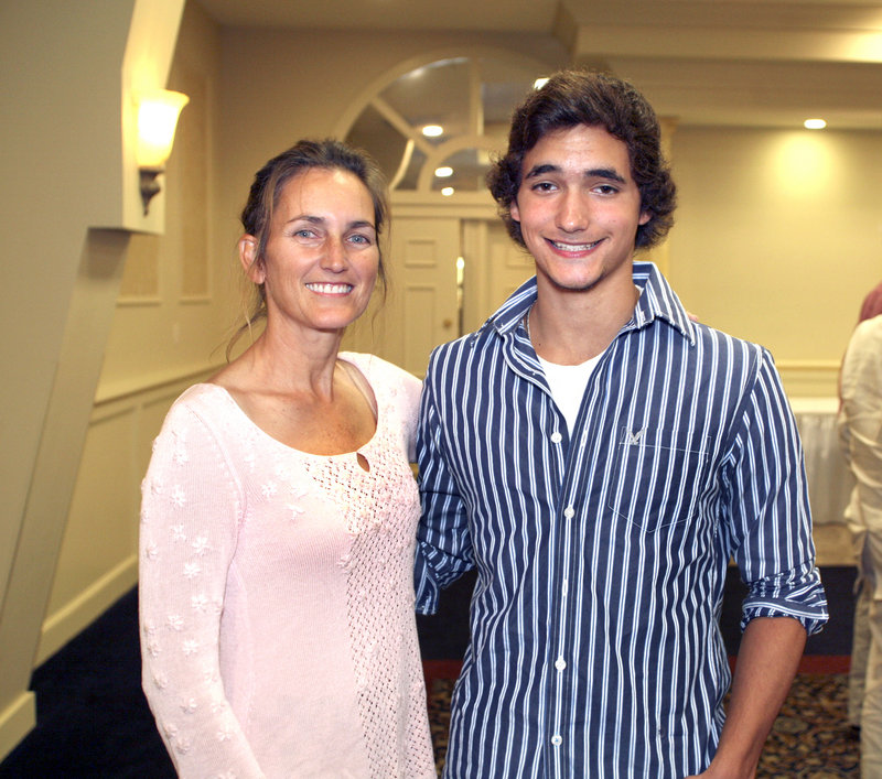 Marcus Cloutier, the boys' swimming MVP from Cape Elizabeth, was joined by his mother, Leanne.