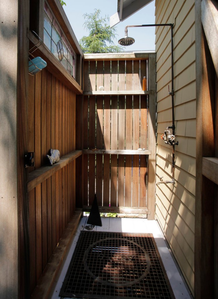 The outdoor shower on Townsend’s back deck.