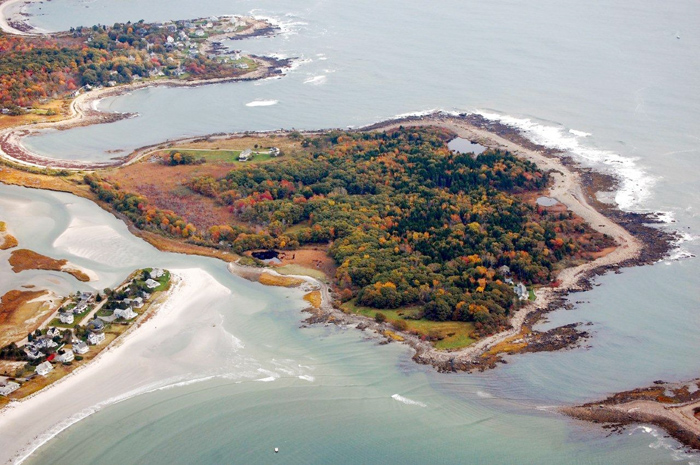 Aerial view of Timber Point.  In addition to a 97-acre peninsula, the property includes this 13-acre island. Courtesy photo