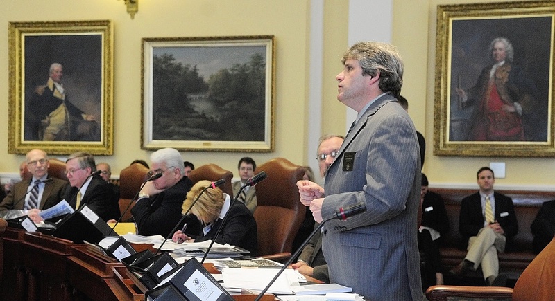 Sen. David Trahan, R-Waldoboro, shown during a Senate debate in February, should give up his seat after being named executive director of the Sportman's Alliance of Maine.