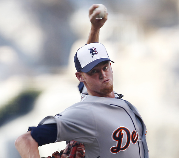 Detroit Tigers pitcher Charlie Furbush delivers a pitch in the first inning of Monday's game against the Los Angeles Angels in Anaheim Calif.