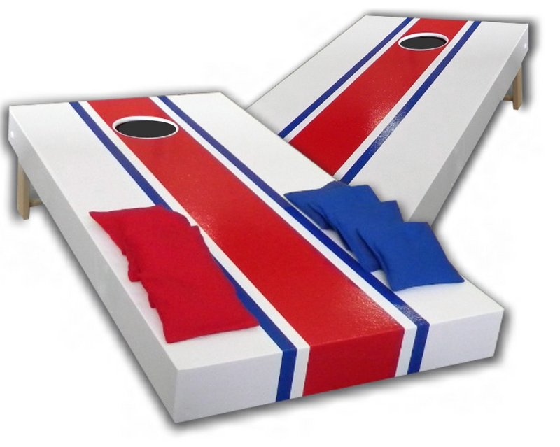 Cornhole sets are turning up in more backyards as the game catches on, especially with the 20-something set. Official platforms are 2 feet wide by 4 feet long, with a 6-inch hole.