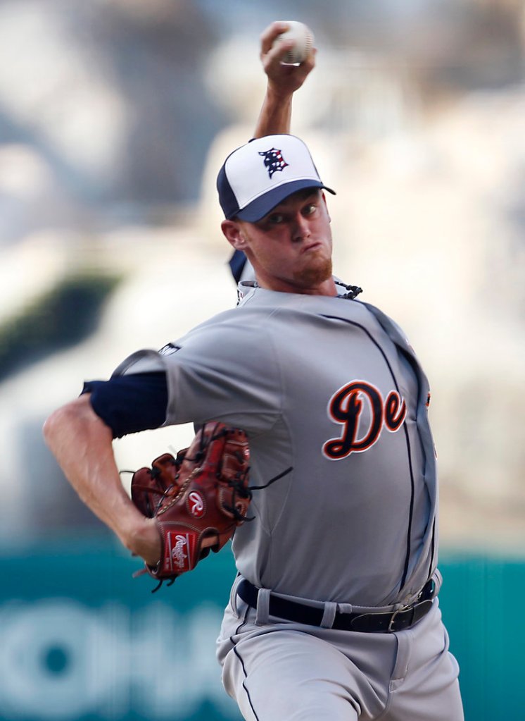 Charlie Furbush delivers a pitch against the Angels on Monday night in Anaheim, Calif. Furbush, who had been a reliever since he was called up to Detroit in May, was making his first start for the Tigers.