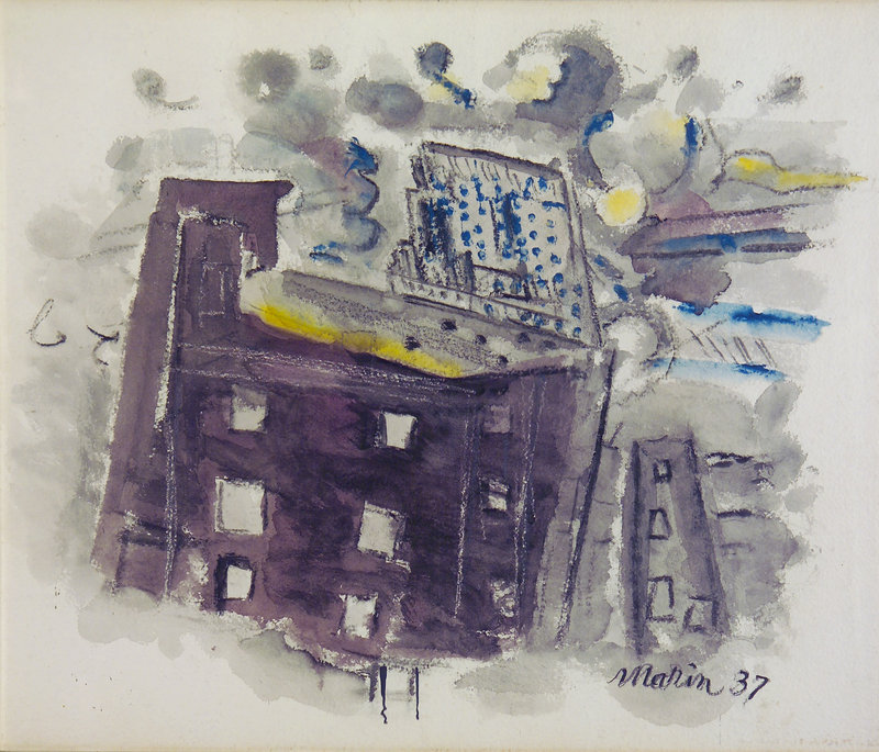 “Top of Radio City, New York City,” 1937, watercolor on paper, from “John Marin: Modernism at Mid-Century,” continuing at the Portland Museum of Art.