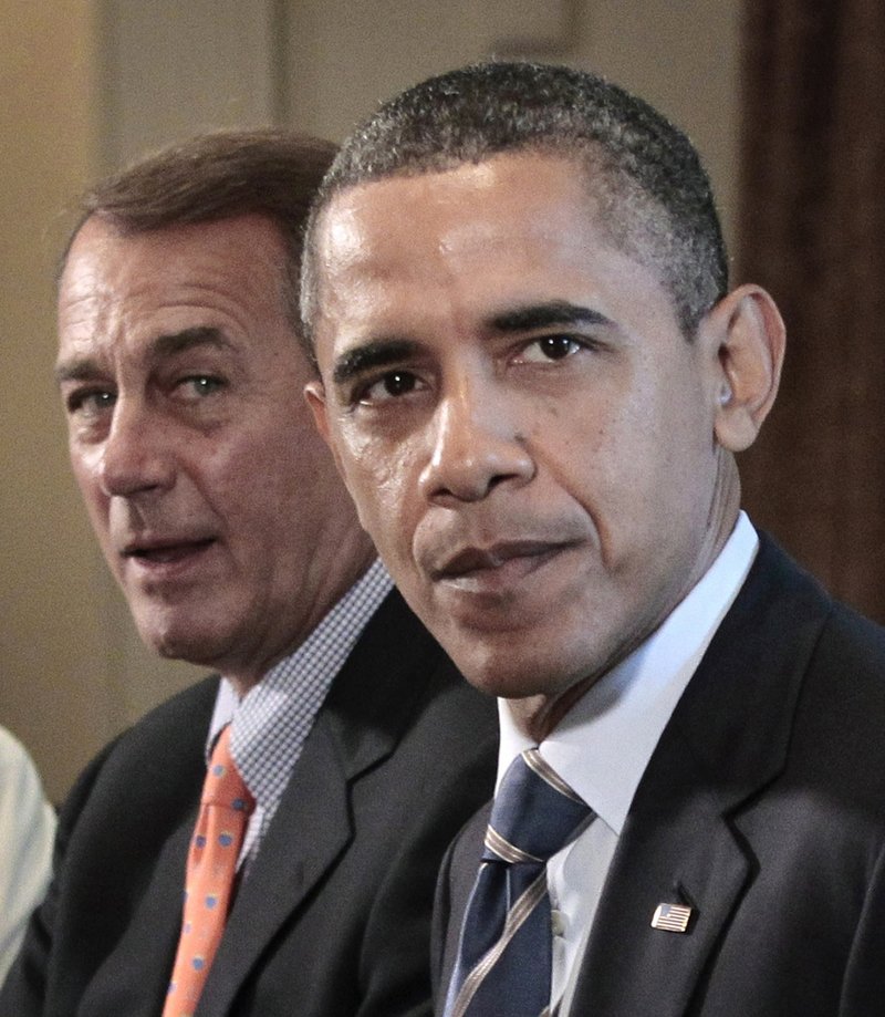 House Speaker John Boehner of Ohio, left, said the GOP wouldn't support the larger deficit-reduction plan proposed by President Barack Obama because it includes tax increases.