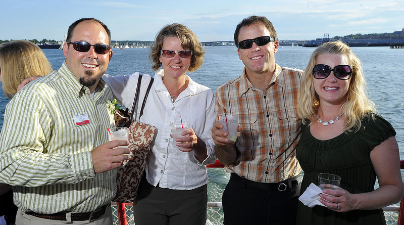 Joining in the Forty Under 40 event on Casco Bay were, from left, Scott Townsend, Scarborough; Sarah and Jim Tasse, Cape Elizabeth; and Sunny Townsend, Scarborough.