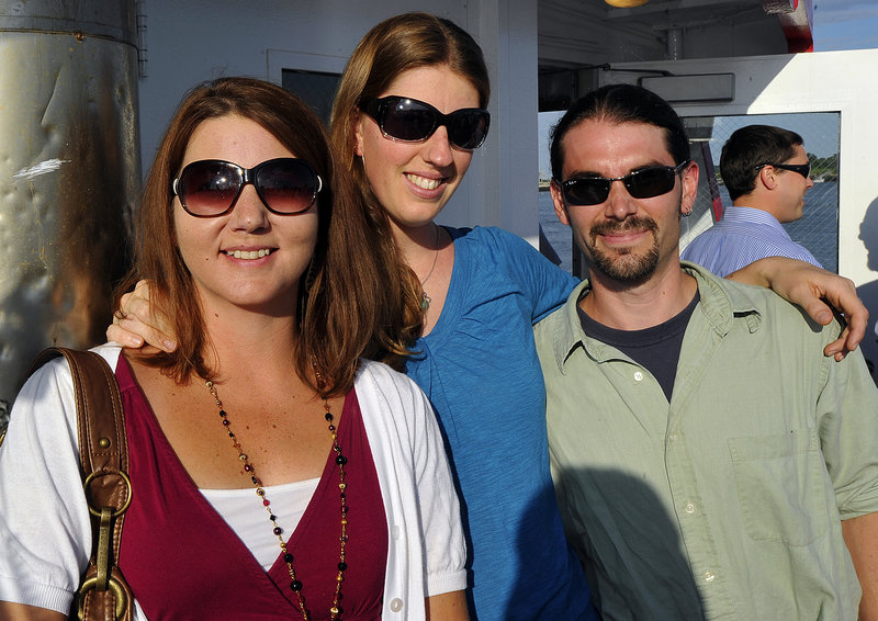 Among the participants in the Forty Under 40 event on Casco Bay sponsored by MaineToday Media on Thursday night were, from left, Joanne Small, South Portland; Rickie Bogle, Portland; and Justin Drake, Portland.