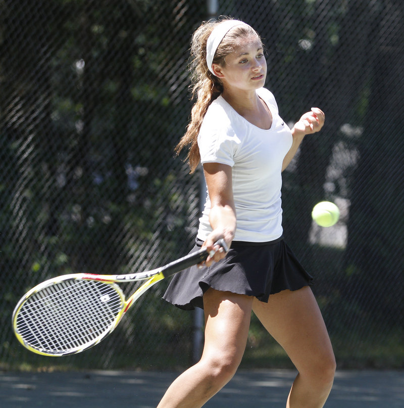 Maise Silverman of Brunswick endured a 3-hour, 15-minute semifinal Sunday morning, outlasting Curran Burfeind of Falmouth for a 3-6, 6-4, 6-4 victory.