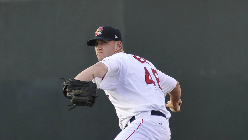 Portland's starting pitcher Michael Lee makes a pitch early in the Sea Dogs' game with the Binghamton Mets at Hadlock Field. Lee took the loss, giving up two runs (one earned) on three hits over three innings.