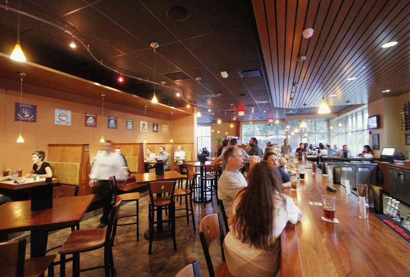 Sebago Brewing Company features a large, bright area that is welcoming and comfortable.