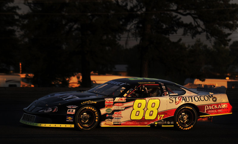 American Canadian Tour driver Nick Sweet of Barre, Vt., couldn’t quite outmaneuver Kyle Busch late in the TD Bank 250 race Sunday night at Oxford Plains Speedway, and wound up placing second. Austin Theriault, a 17-year-old from Fort Kent, placed third.