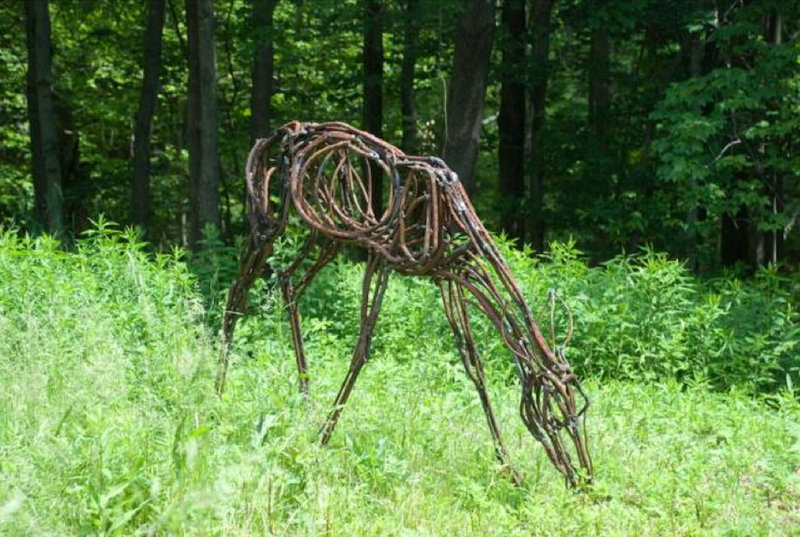 This sculpture by New York artist Wendy Klemperer, "Grazing Doe," is among several similar works now at Maine Audubon's Gilsland Farm in Falmouth. The sculptures will be moved to the Portland International Jetport next month.
