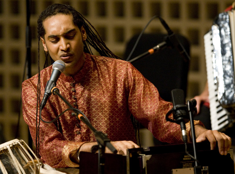 Tabla player Rajesh Bhandari and the other musicians at the Bates Dance Festival will perform original and improvised works Tuesday in Lewiston.