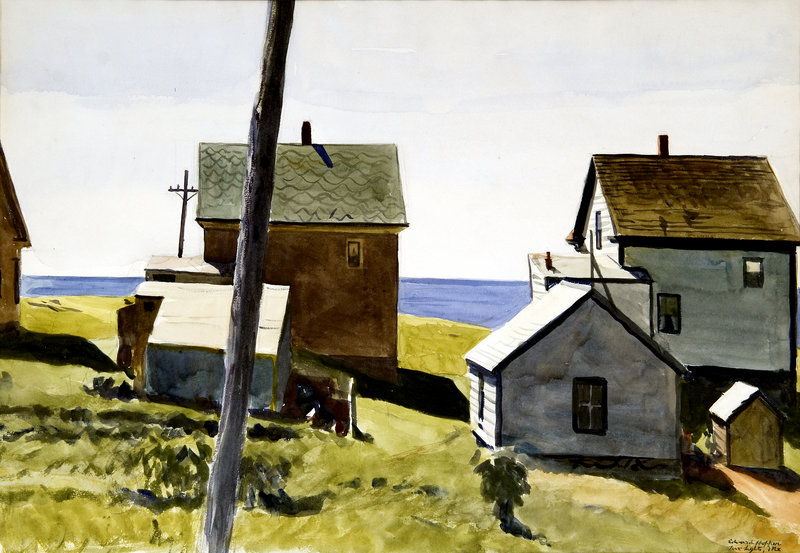 "Two Lights Village" and other Edward Hopper paintings are on view at the the Bowdoin College Museum of Art in Brunswick.