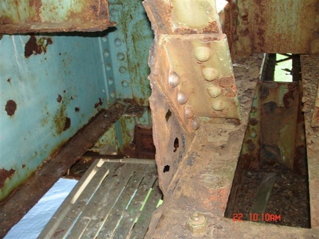 Photos showing rust and deterioration of the Memprial Bridge were shown to the media at a news conference Wednesday in Kittery.