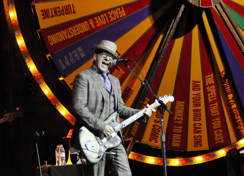 Elvis Costello performs in Portland on Thursday.