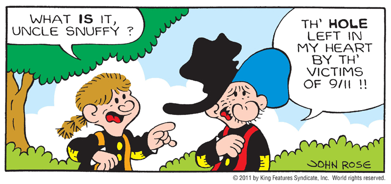 A Snuffy Smith comic strip with a 9/11 theme, released by King Features Syndicate.