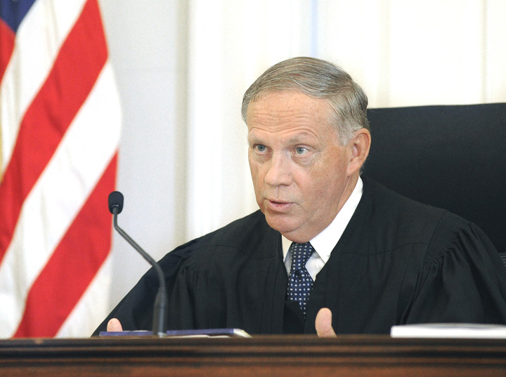 Justice Arthur Brennan sentences Jason Twardus in York County Superior Court in Alfred today.