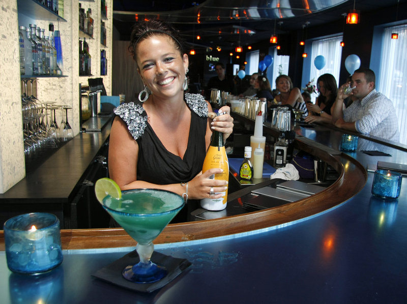 Nicolle Morneault, bar manager at Gingko Blue, presents a Blue Agaverita.