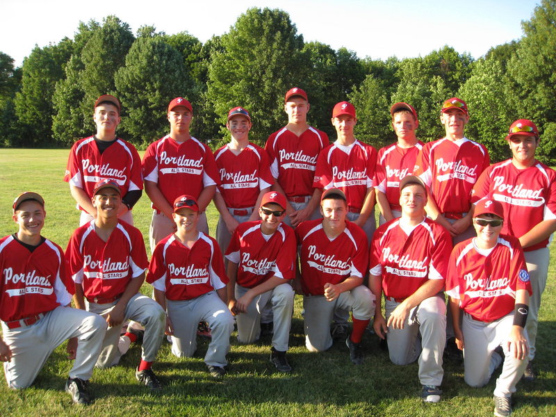 The Portland Babe Ruth 14-year-old all-stars advanced to the New England Regional after winning the state tournament in Fairfield. Team members, from left to right: Front – Domenic Fagone, Gabe Axelson, Kevin Goldberg, Travis Godbout, Jordan Floridino, Mike Thurston and Nick Bevilacqua; Back – Anthony Russo, Dominic DiMillo, Dan Kane, Griffin Py, Will Barlock, Sam Luebbert, Joe Apon and Pat Ball.