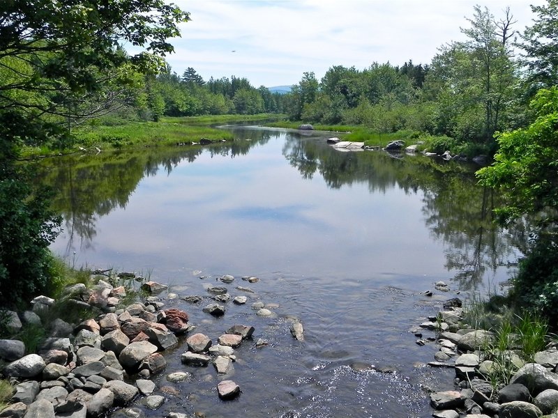 The view looking south from the Route 3 bridge at the put-in site.
