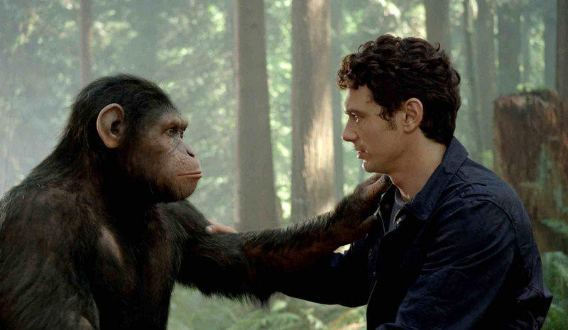 Caesar interacts with Dr. Will Rodman (James Franco).