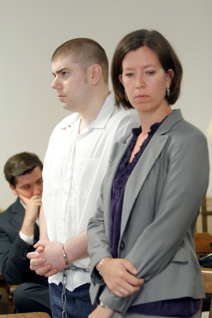 Robert Copley appears Wednesday with his court-appointed attorney, Sarah Churchill, right, in York County Superior Court in Alfred, where a murder charge against him was dropped.Churchill says her client, who falsely confessed to killing Frances Moulton, did not fully grasp what it meant to confess, and there were reasons to doubt his statements from the start.