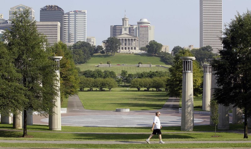 Bicentennial Capitol Mall State Park in Nashville, where the National Folk Festival will be held Sept. 2-4, is in the shadow of Tennessee’s State Capitol complex.
