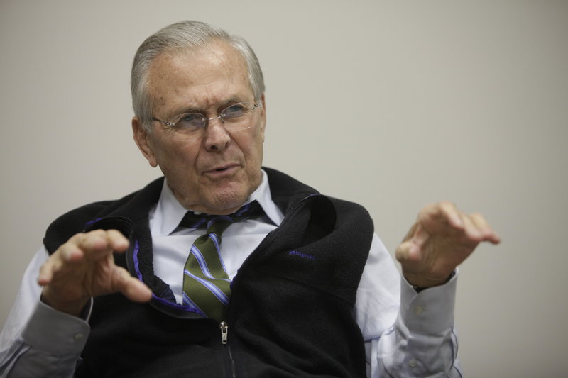 Donald Rumsfeld was secretary of defense during the war in Iraq.