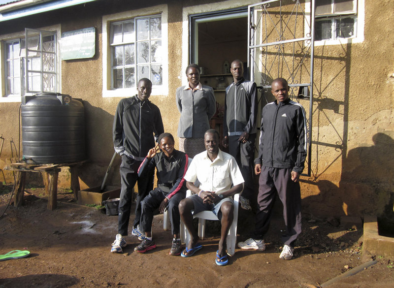 Runners and others at the Kimbia House in Kenya include, left to right: Lawi Rutto, Julliah Tinega, who will be running in this year’s Beach to Beacon race for the first time, Mama Kibet, Isaac Arusei, Allan Kiprono and Philemon Cheboi.