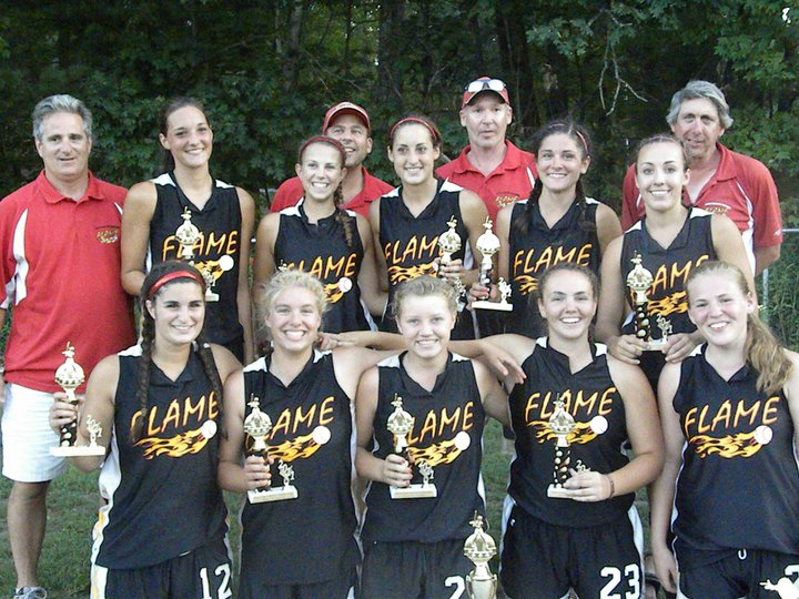 The Southern Maine Flame U-18 fast-pitch softball team won the Barbara Hamilton Memorial tournament, held July 30-31 in Hudson, N.H. The Flame went 6-0 and defeated the Hudson Heat Gold 4-3 in the championship game. Team members, from left to right: Front – Alana Peoples, Amelia Pennington, Sam Schildroth, Heather Fecteau and Julie Dursema. Back – Alan Peoples, Erin Bogdanovich, Jen Field, David Field, Alexis Bogdanovich, Hal Dursema, Connie Grovo, Kayla Daigle and Sam Pennington. Missing from photo – Sarah Gilblair and Katlin Norton.