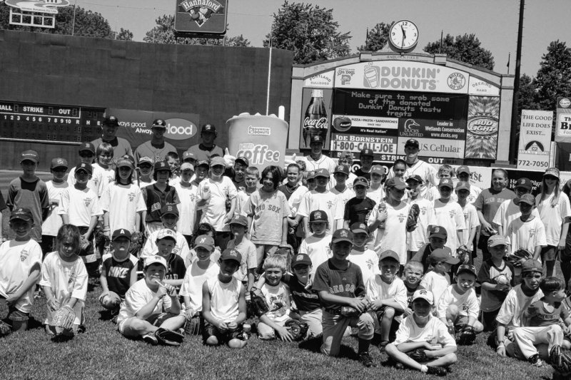 The Portland Sea Dogs and Dunkin’ Donuts combined to give 150 athletes age 16 and younger the opportunity to play with members of the Sea Dogs at a kids’ clinic.
