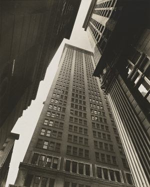 Berenice Abbott’s “Canyon, Broadway and Exchange Place,” 1936, gelatin silver print.