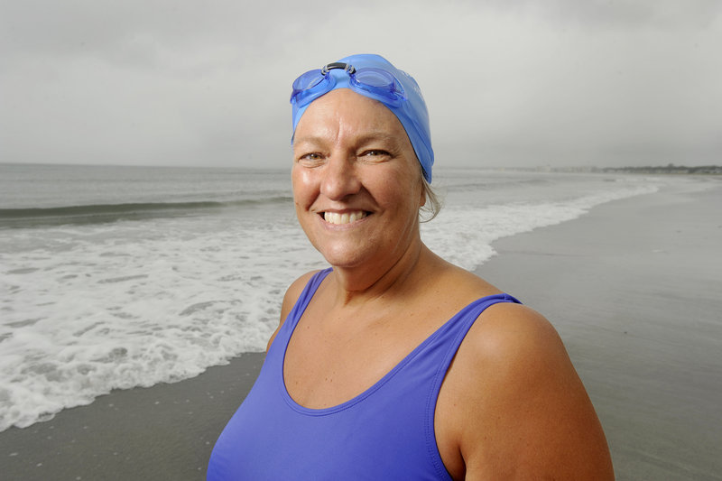 Sixty-year-old Pat Gallant-Charette has been swimming six days a week at Pine Point Beach to prepare for her third attempt to cross the English Channel. “She’s an inspiration,” says her daughter, Sarah Midgley.