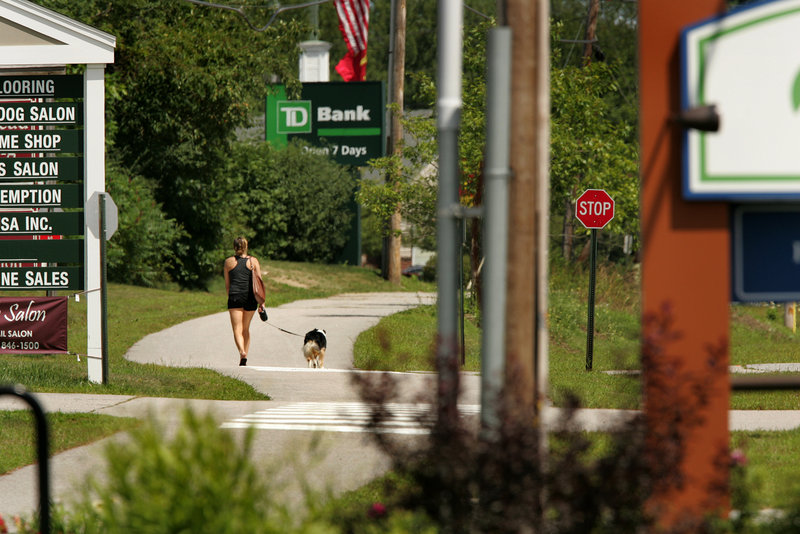 The Beth Condon Memorial Pathway for pedestrians and bicyclists runs along parts of Route 1 in Yarmouth.