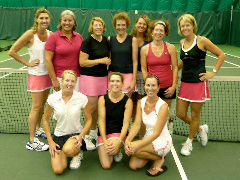 A team from The Woodlands recently won the 3.5 Level USTA district championship, earning a spot in the sectional tournament later this month. Pictured from left to right: Front, Mary Fitzgerald, Anne Lafond and Kali Bennert; Back, Kathleen Hart, Joan Drake, Melinda Eaton, Lois Lengyel, Patrice Fallon, Sue Strausenburg and Carolyn Cianchette. Team members missing from photo: Deb Duryee, Betsy Todd, Leandra Freemont-Smith, Cathy Robinson, Bronwyn Huffard, Prisca Thompson and Sandy Stone.