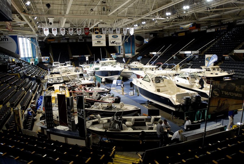 Watercraft fill the Cumberland County Civic Center in this photo taken at the annual boat show in January.