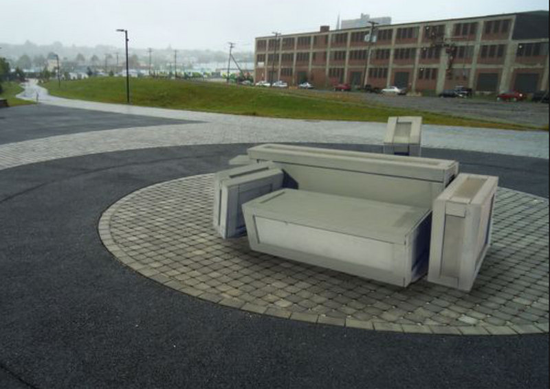 Aaron Stephan’s design for a bench at the eastern end of Marginal Way resembles a pile of packing crates, in homage to the area’s industrial heritage, and would cost $13,000.