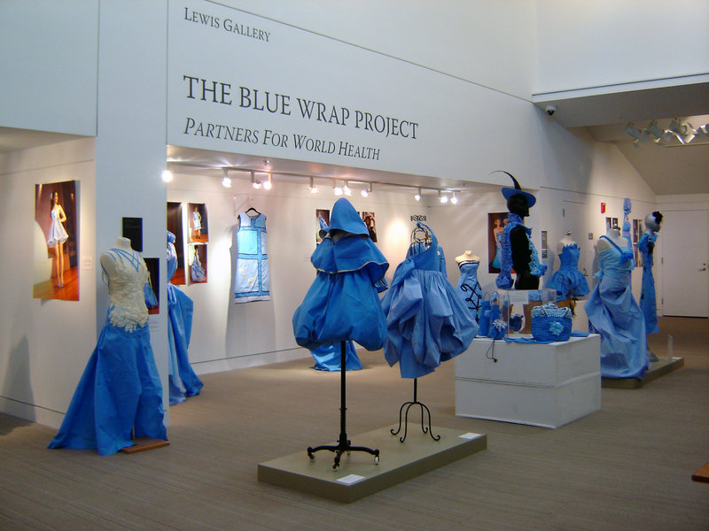 “The Blue Wrap Project” installation at the Portland Public Library.