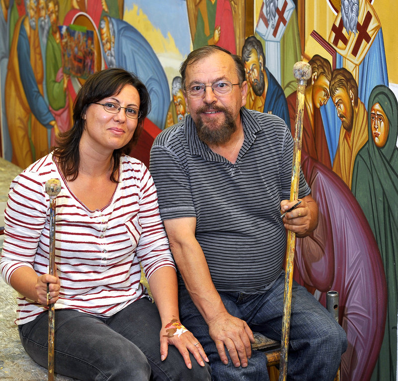 George S. Papastamatiou creates and restores icons with his wife, Brunilda Rizaj-Papastamatiou. The current project in Portland was funded by a church member.