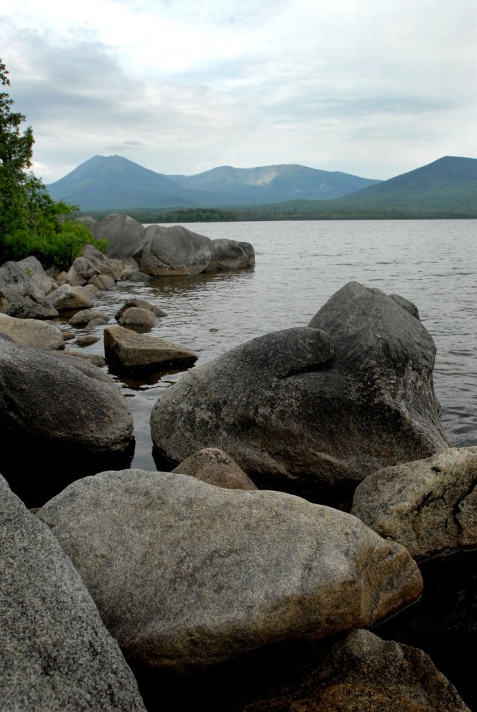 A view of Mount Katahdin from Katahdin Lake. The lake is now part of Baxter State Park.
